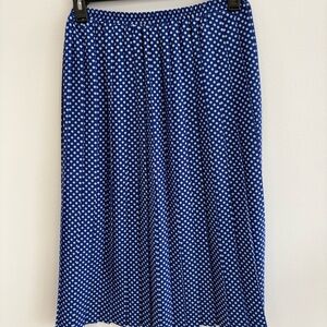 Elegant Blue and White Polka Dot A-Line Skirt